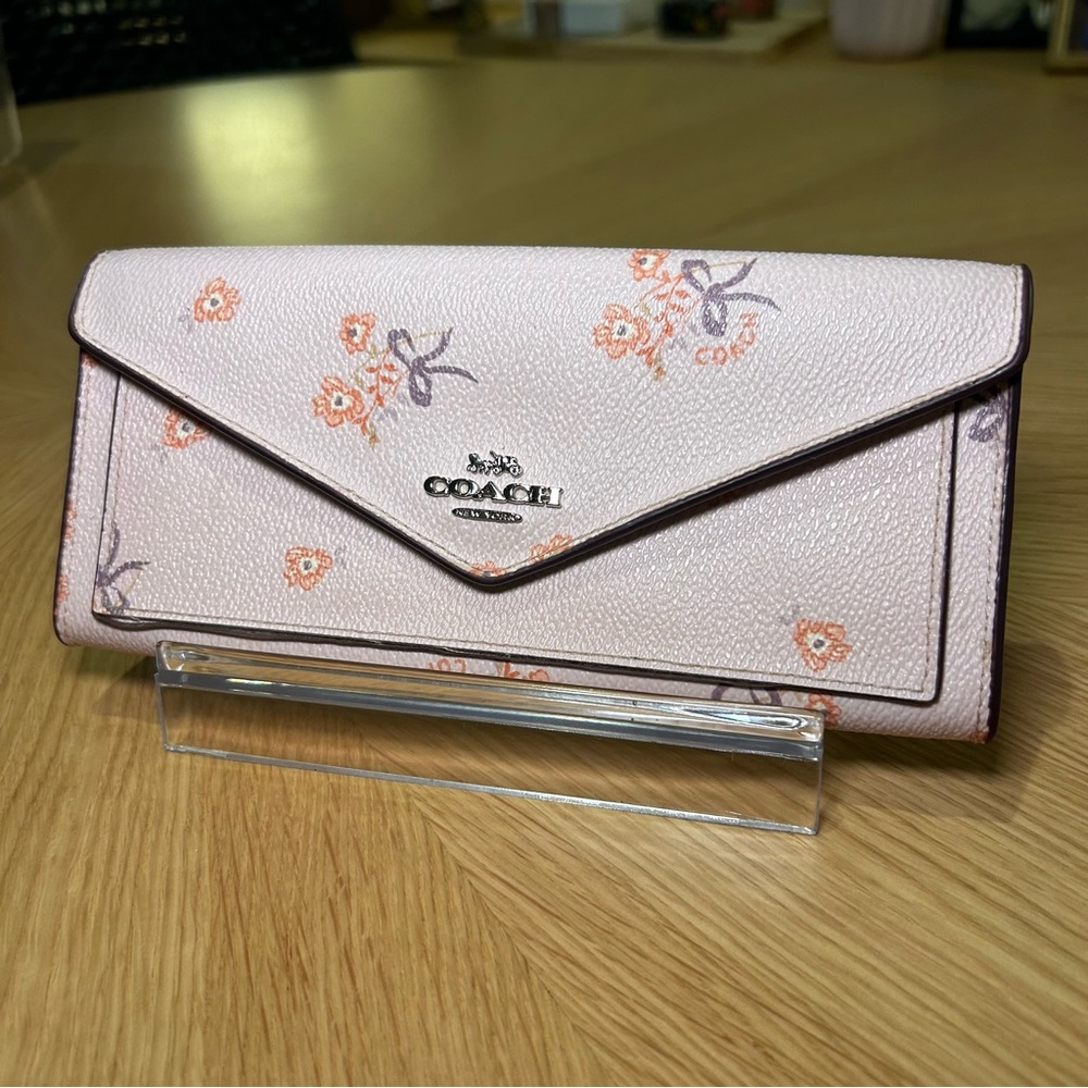 Coach Light Pink Floral Soft Envelope Wallet